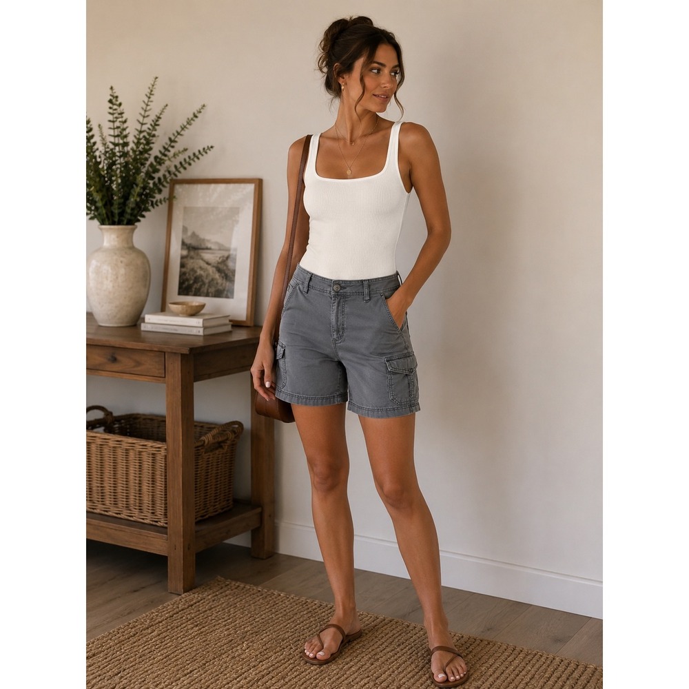 Eddie Bauer Women 10 Charcoal Gray Cargo Utility Hiking‎ Shorts Gray Outdoor